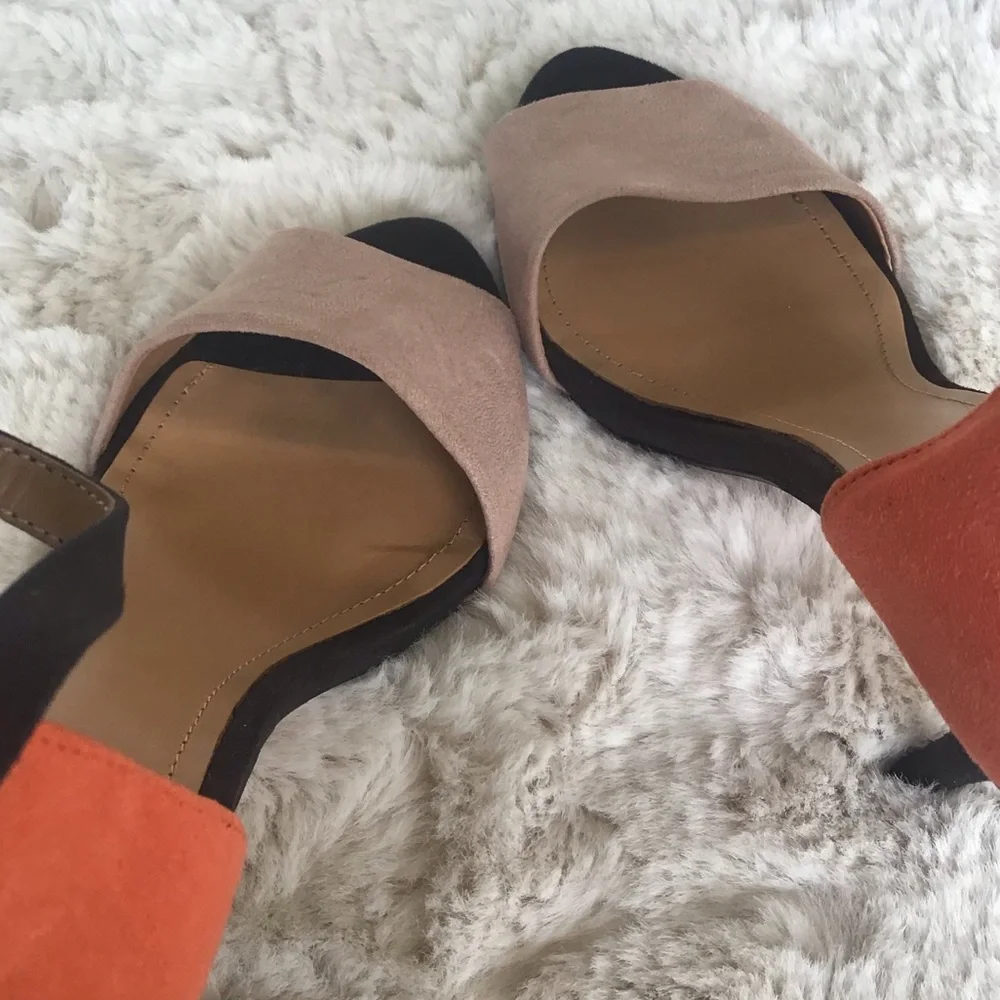 Zara colorblock ankle strap stiletto heels